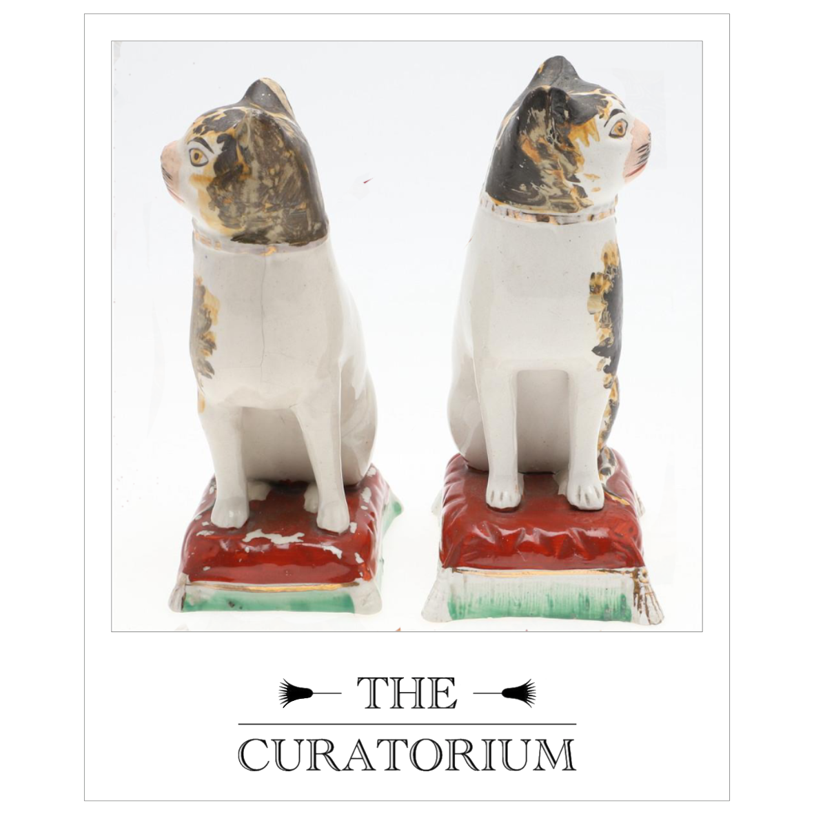 Pair of Staffordshire pottery cats, early 19th century