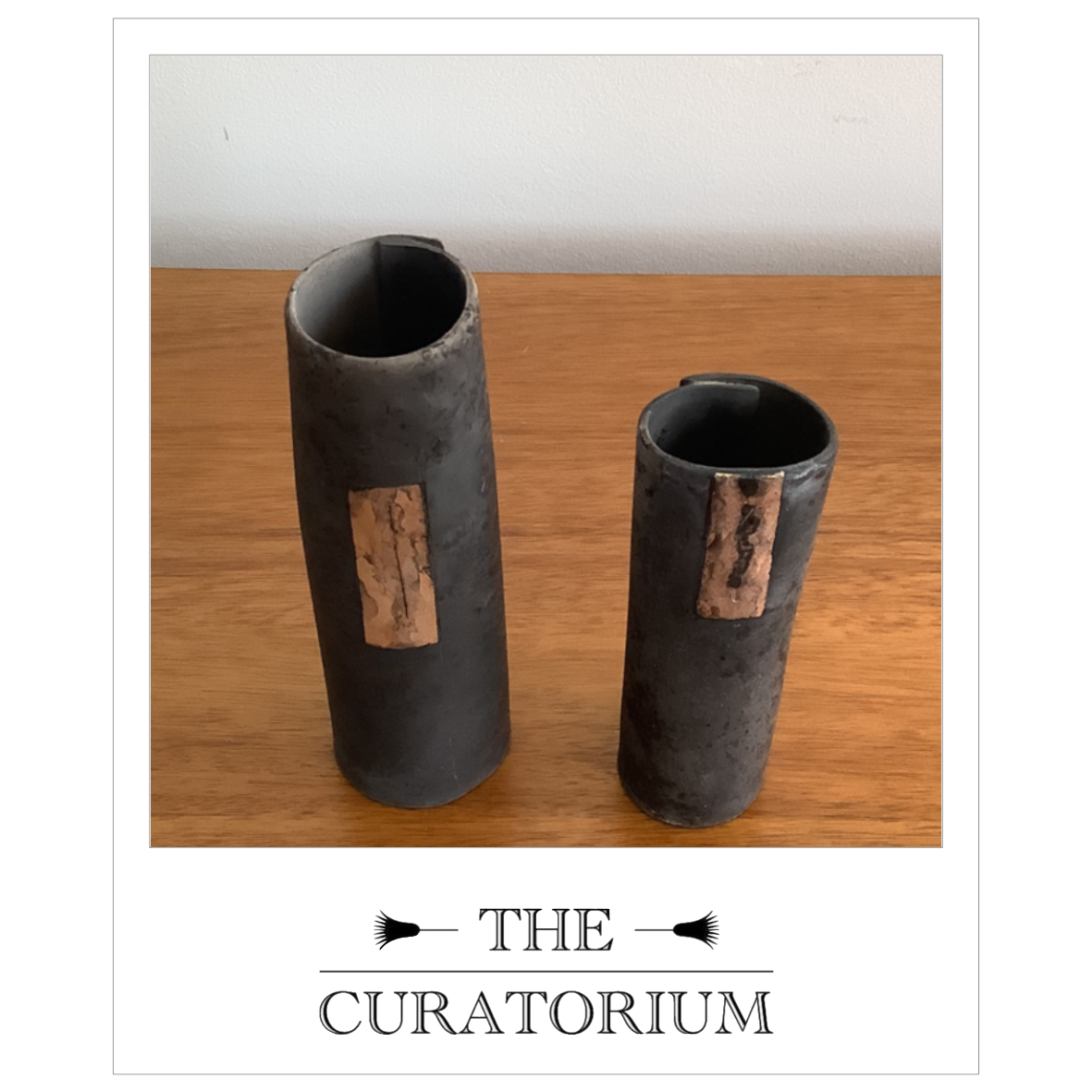 Two studio pottery bud vases, stamped 'JB'