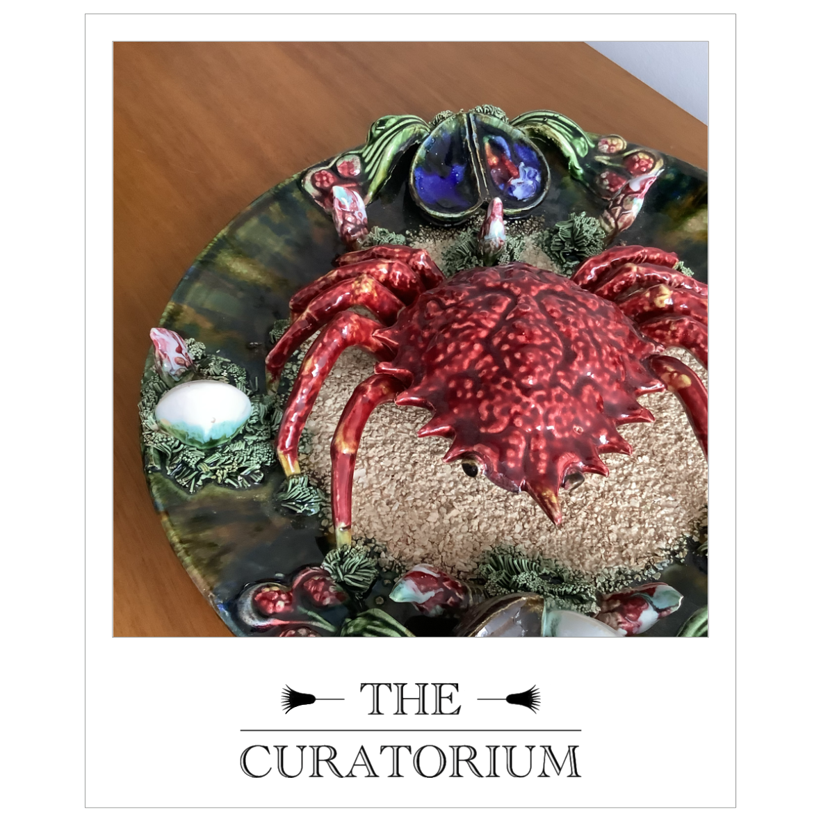 Portuguese majolica crab and shellfish hanging plate